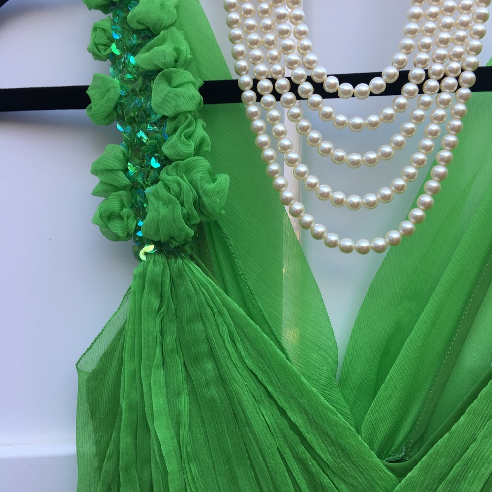 Vintage Green Chiffon Cocktail Dress - Picture 3 of 6