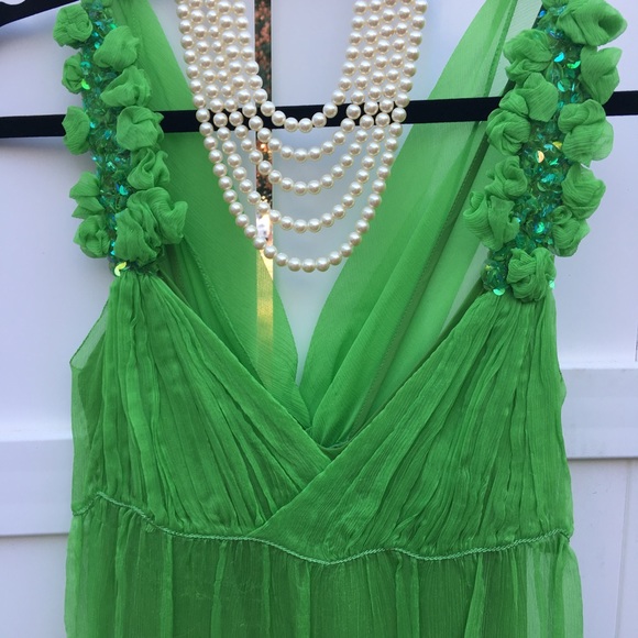 Vintage Green Chiffon Cocktail Dress - Picture 6 of 6