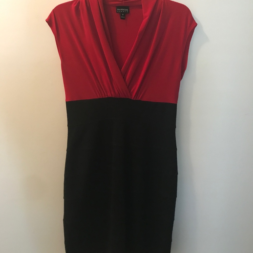 V Neck. Two Tone Dress.