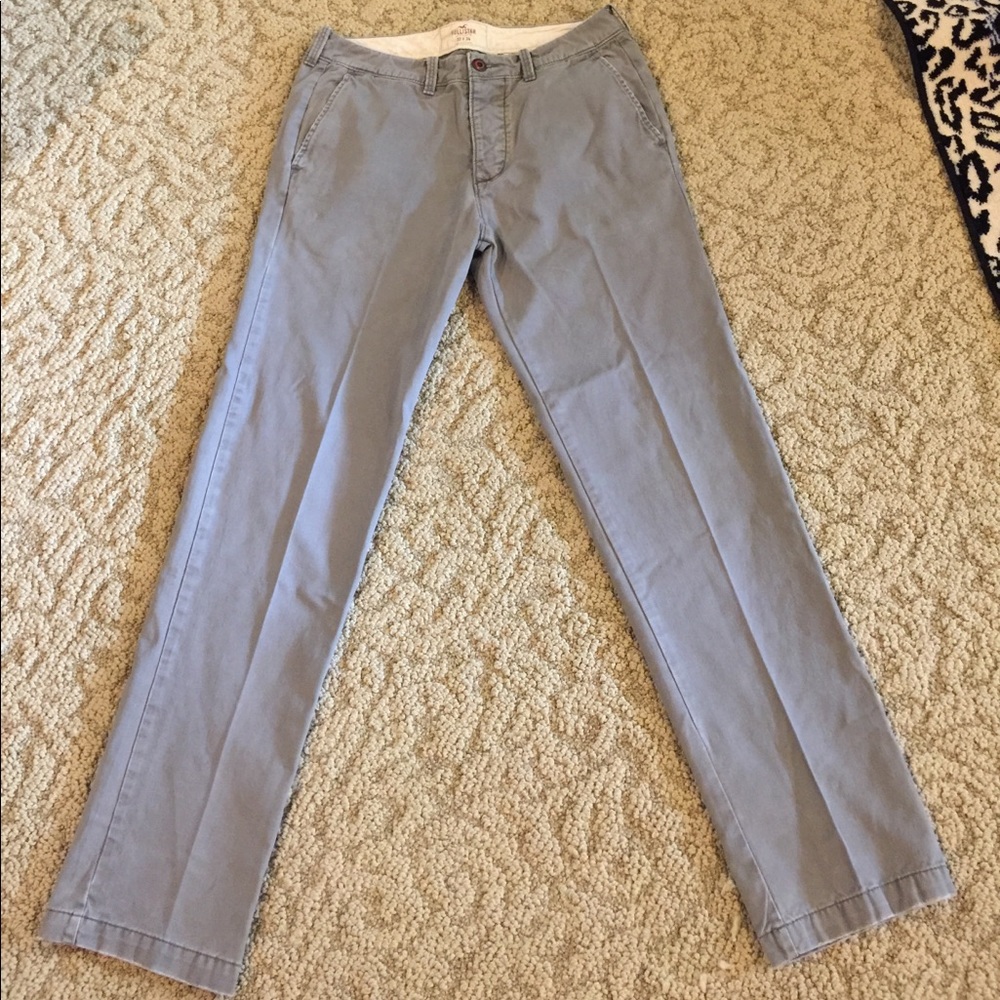 HOLLISTER MENS GRAY CHINO PANTS SIZE 32X34  💯% COTTON