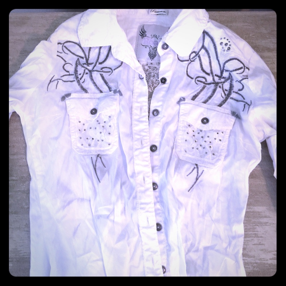 Roar Rhinestone button down.