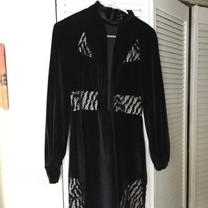 Black Velvet Mesh V Dress