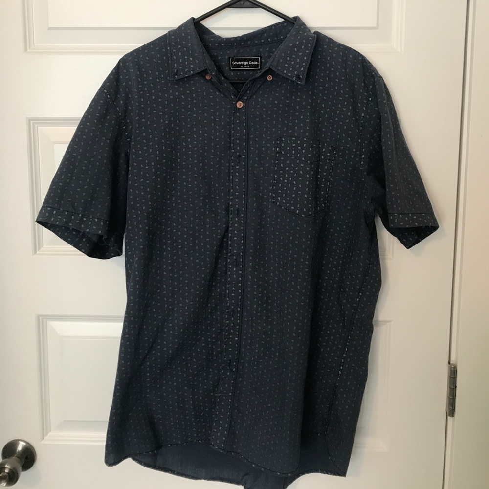 Navy Blue men's short sleeve dress shirt