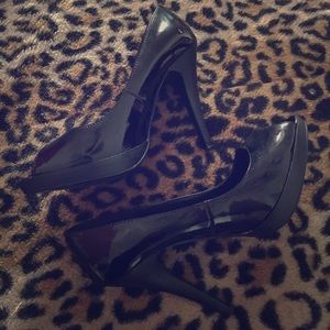 Black open toe heels