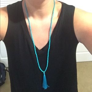 Teal Tassel Necklace