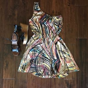 Wet Seal Multi-Color One Shoulder Dress