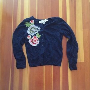 RARE Anthro embroidered cardigan