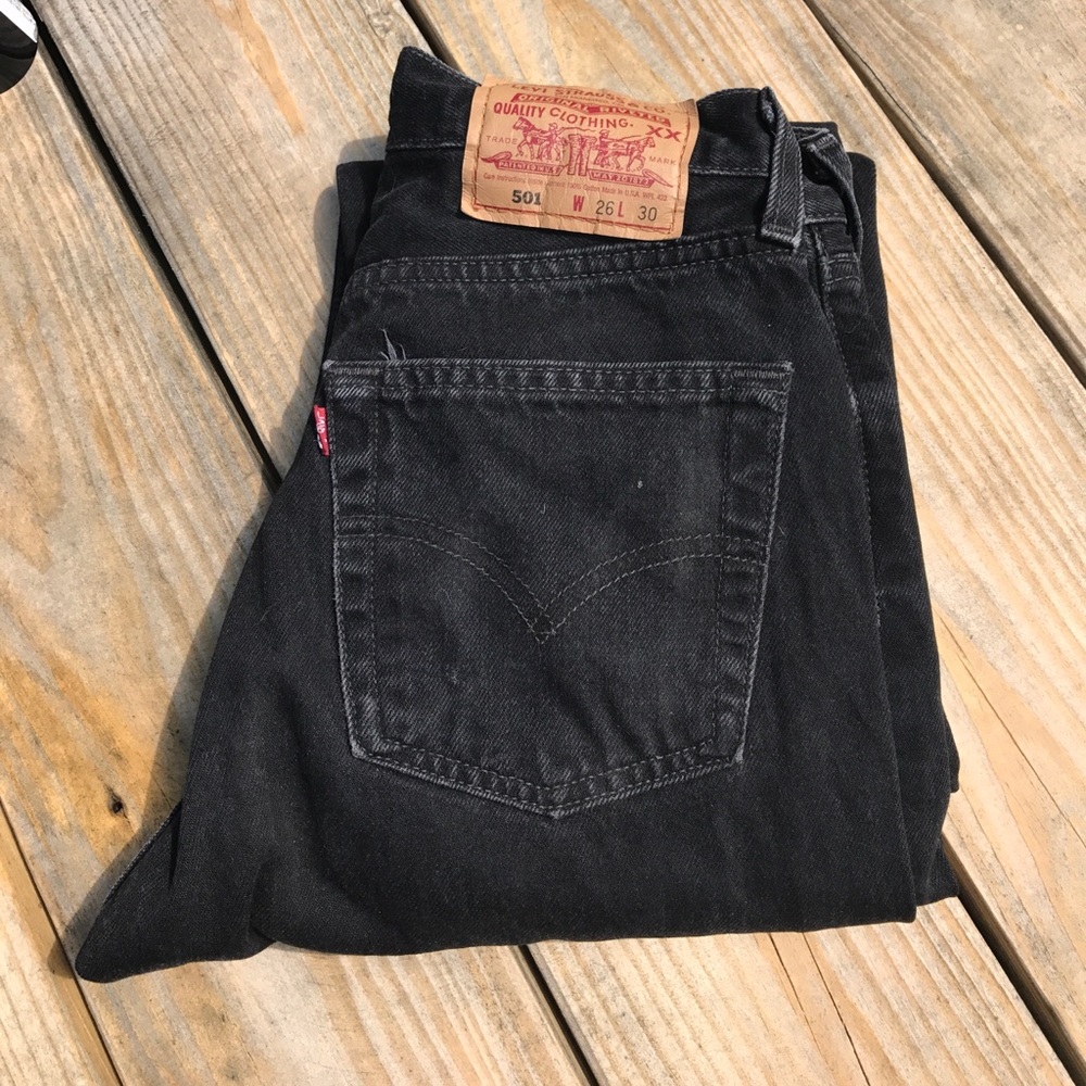 Levi's vintage 501 high waist black denim jeans