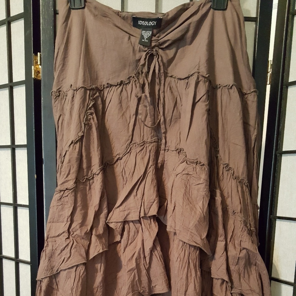 A Ideology brown skirt.  It has a,flamigo flare.