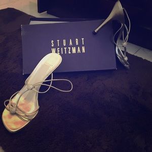 Stuart Weitzman silver strappy sandals