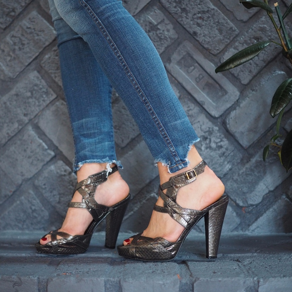 *HP* Calvin Klein Parma Snake Bronze Heels