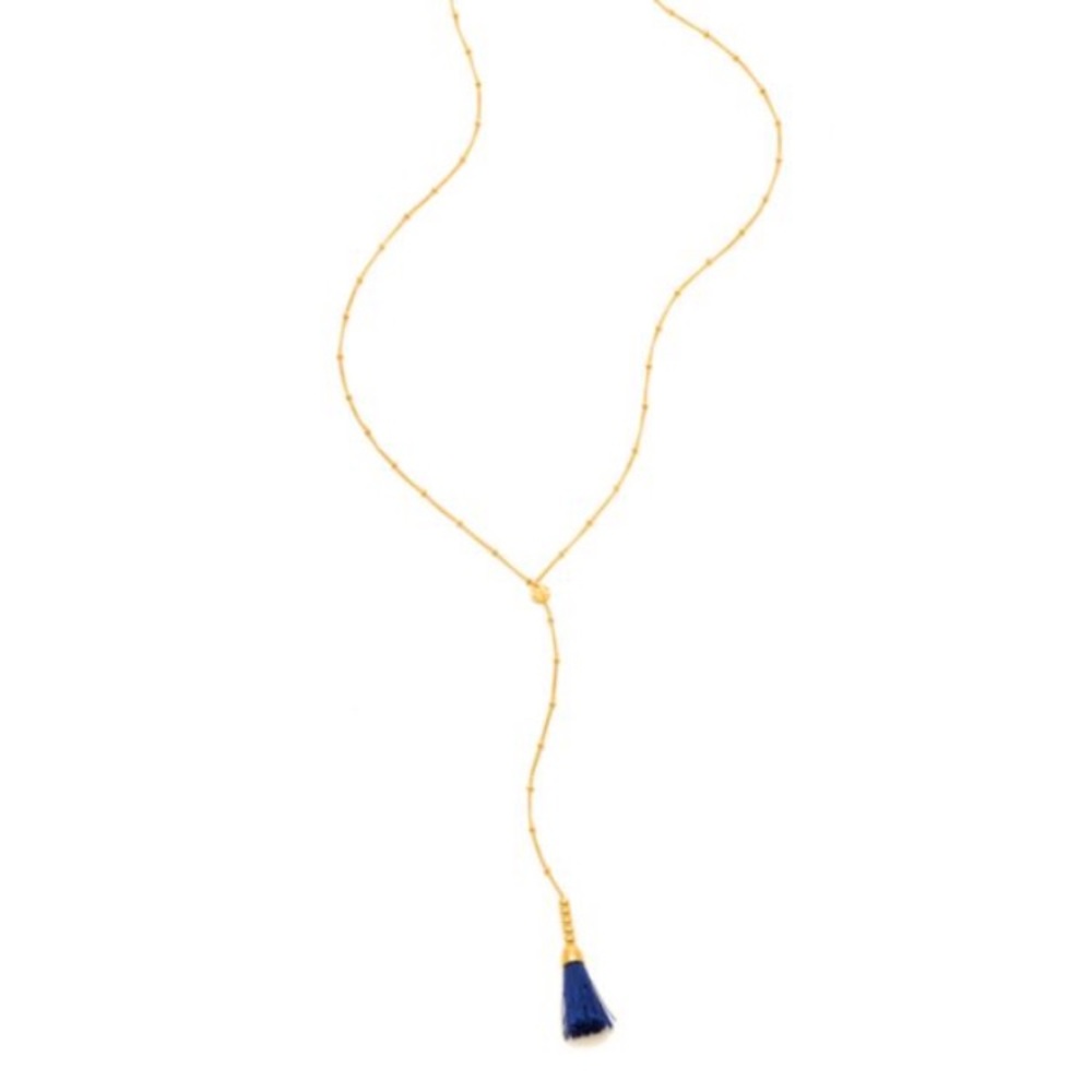 Gorjana Lariat Tassel Necklace, Gold/Baja