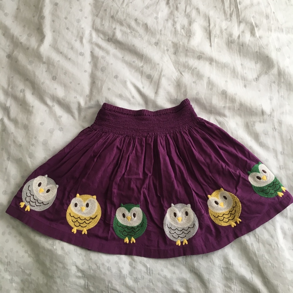 Mini Boden • embroidered owl skirt