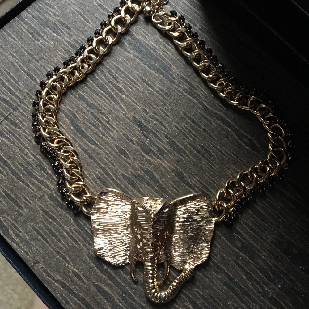 Gold Elephant Statement Necklace