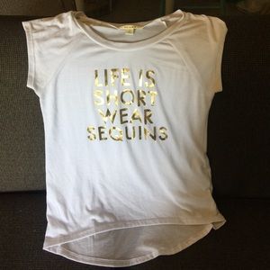 Life is short wear sequins t shirt