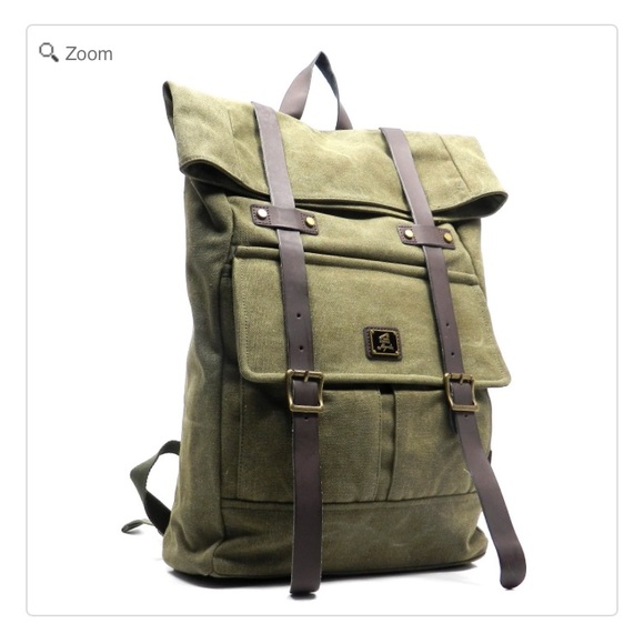 New Military Canvas Backpack Large Green main image 5