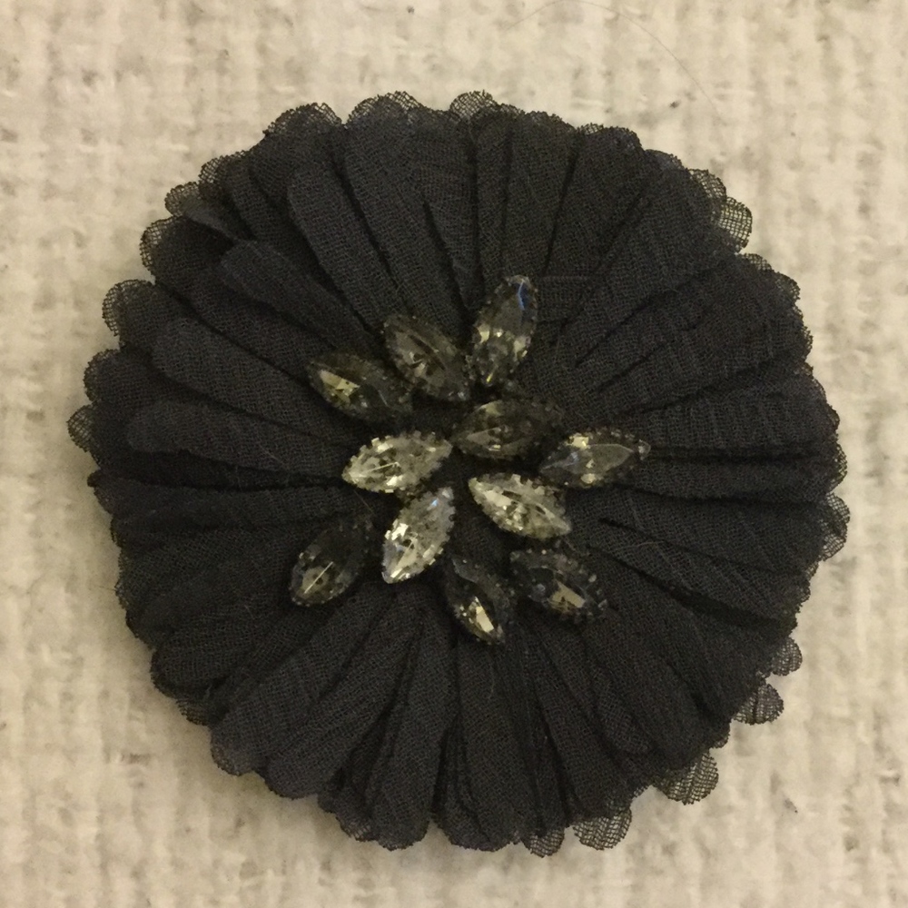 J. Crew Black Flower Brooch