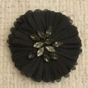 J. Crew Black Flower Brooch