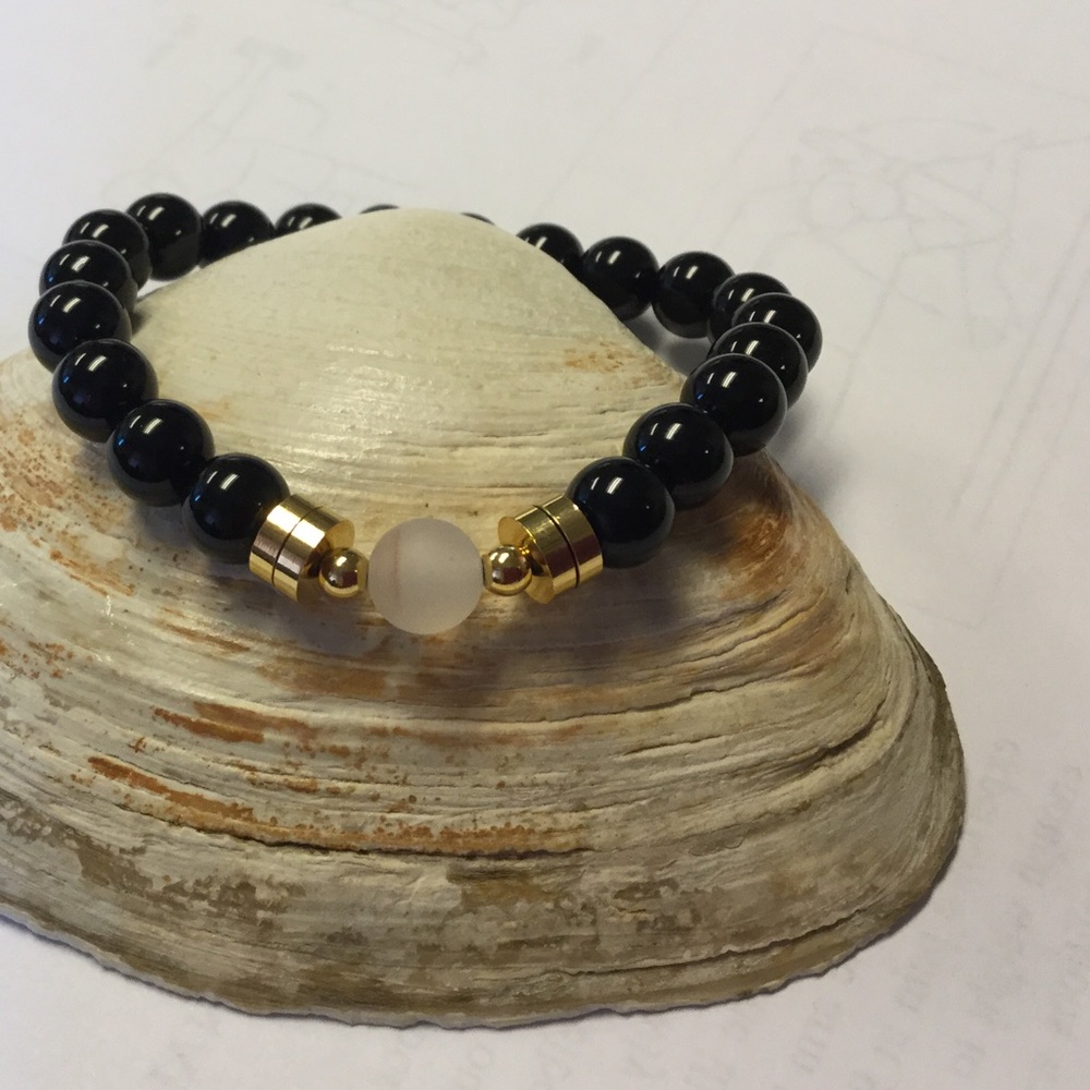 Black Onyx and Agate Yoga Bracelet.