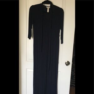 Blue wrap maternity dress