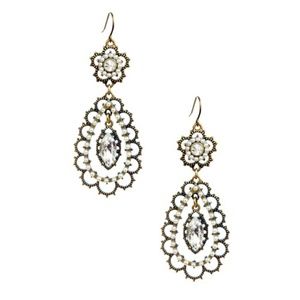 c+i  Pearl and Crystal Floral Filigree Earrings