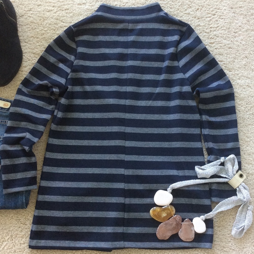 🌸1 SM LEFT🌸Navy & Grey Stripe Open Cardi/Jacket - Picture 4 of 4