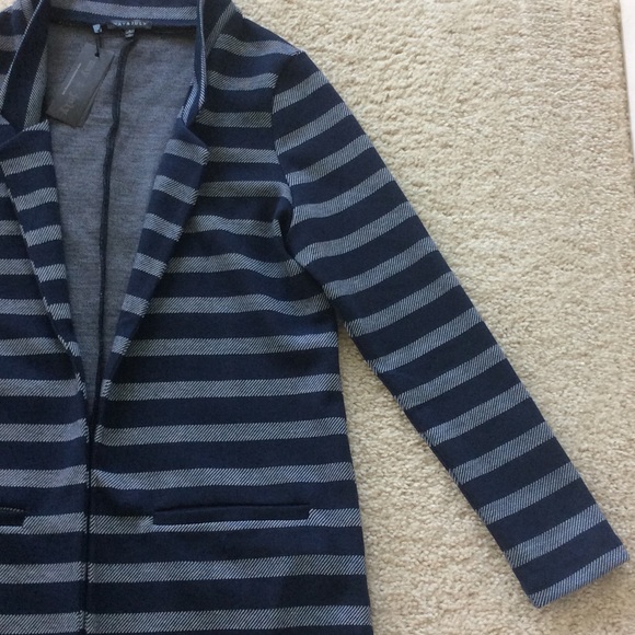 🌸1 SM LEFT🌸Navy & Grey Stripe Open Cardi/Jacket - Picture 3 of 4