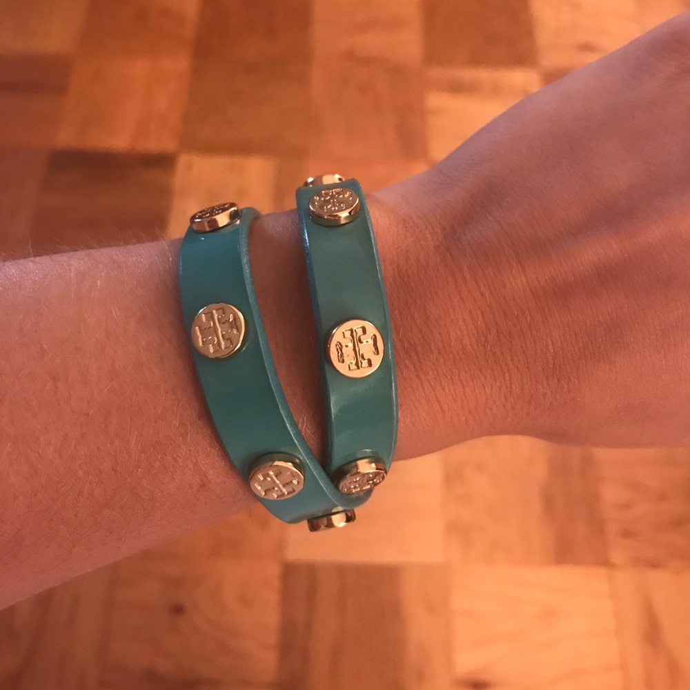 Tory Burch Double Wrap Bracelet in Turquoise/Gold