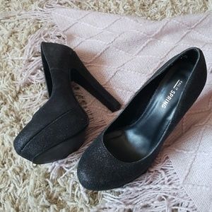 Call It Spring Black Glittery Pumps