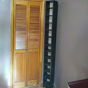 Black wooden cd shelf