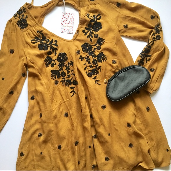 {Free People} Sweet Tennessee Mustard Mini Dress - Picture 2 of 5