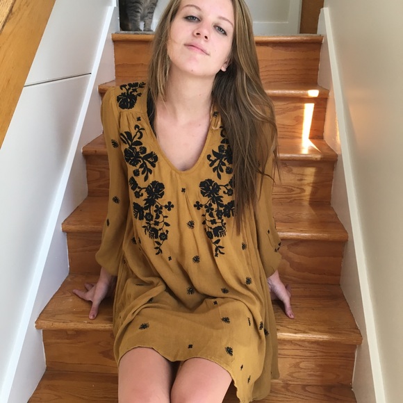 {Free People} Sweet Tennessee Mustard Mini Dress - Picture 5 of 5