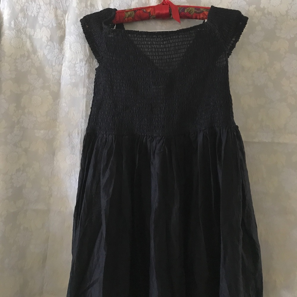 J Crew Smocked Black Dress