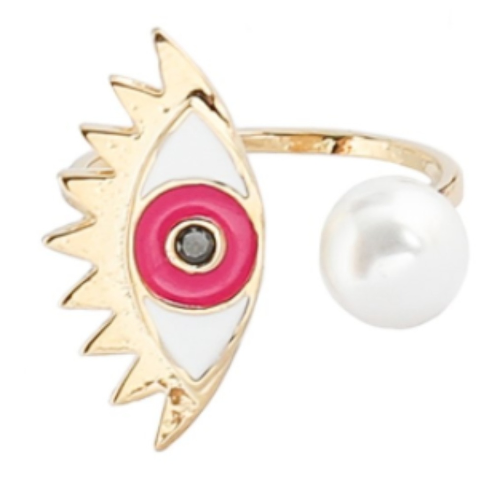 Experimental Jewelry Club Evil Eye Ring - Dk Pink