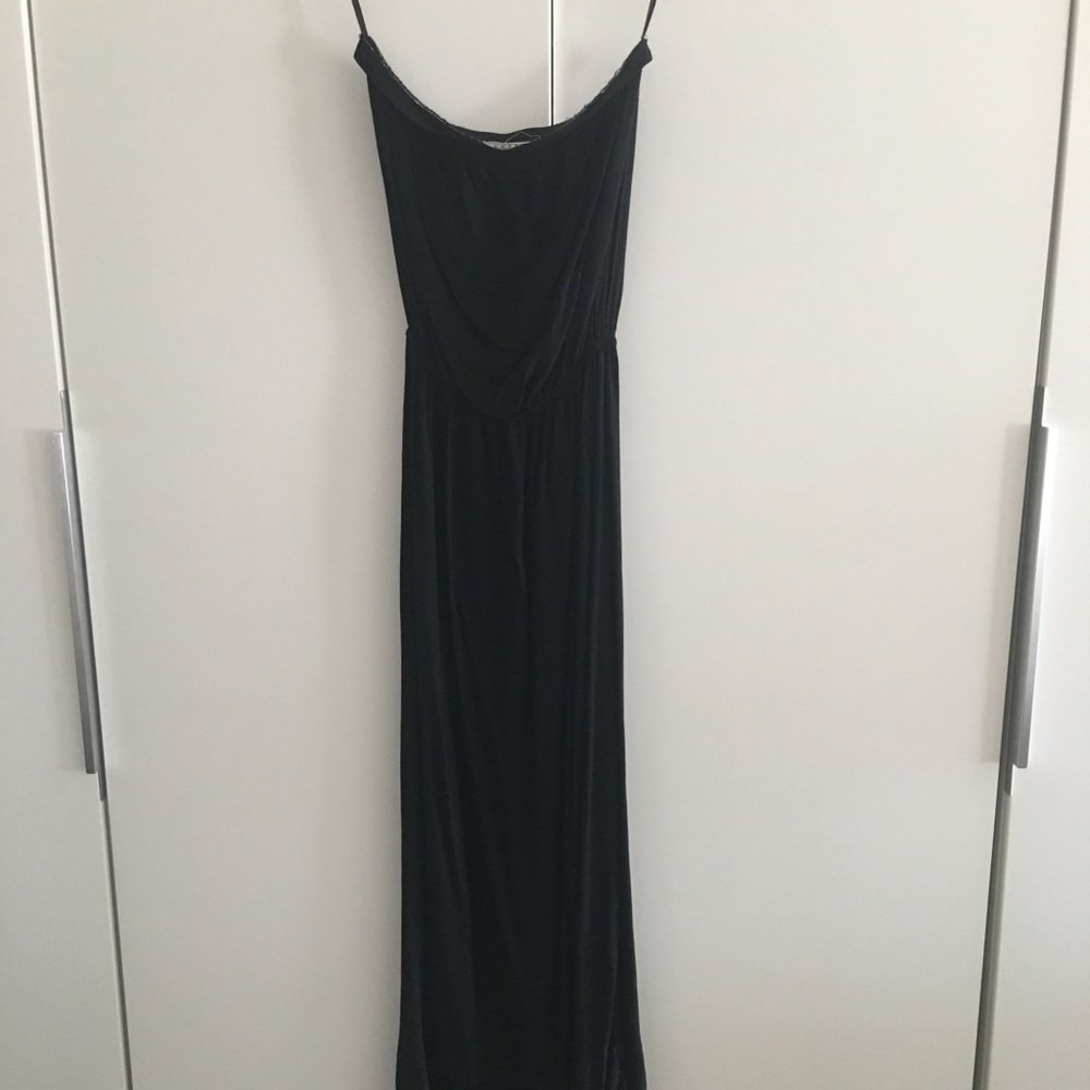 Long black strapless maxi