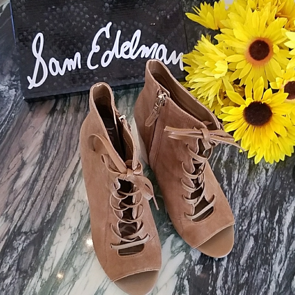 🚫Sam Edelman Yvie Saddle Suede Open Toe Bootie - Picture 3 of 8