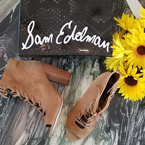 🚫Sam Edelman Yvie Saddle Suede Open Toe Bootie - Picture 2 of 8