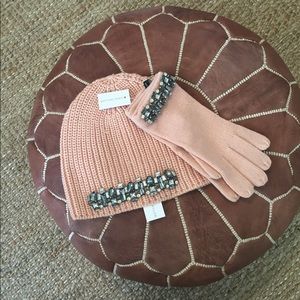 Ann Taylor embellished knit hat and gloves