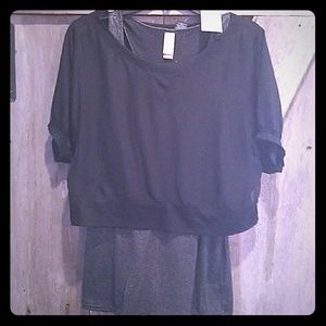 2 pcs set! Sheer crop and sprakle thread tank