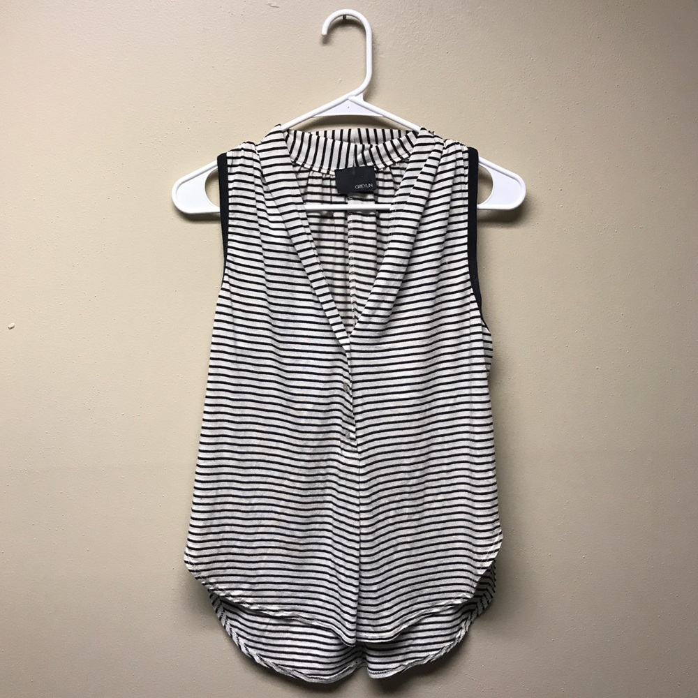 Greylin Nordstrom Black and White Striped Blouse