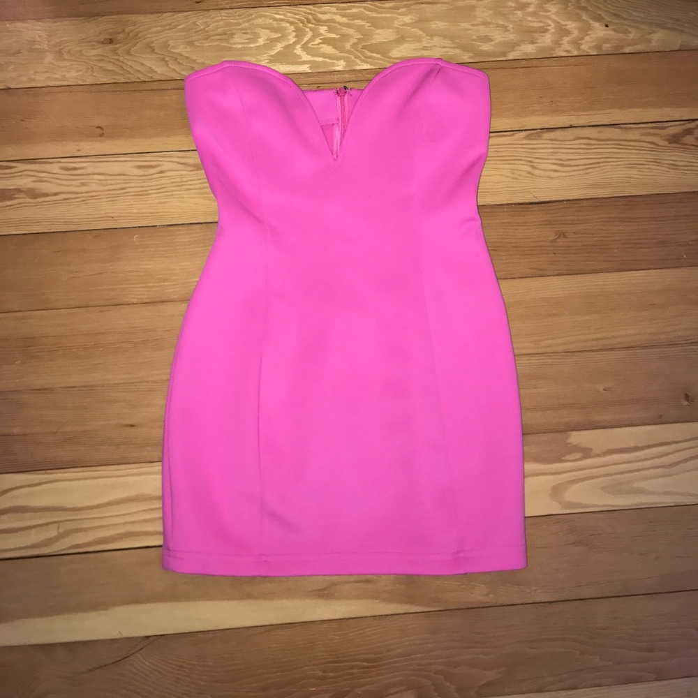 Hot pink strapless dress