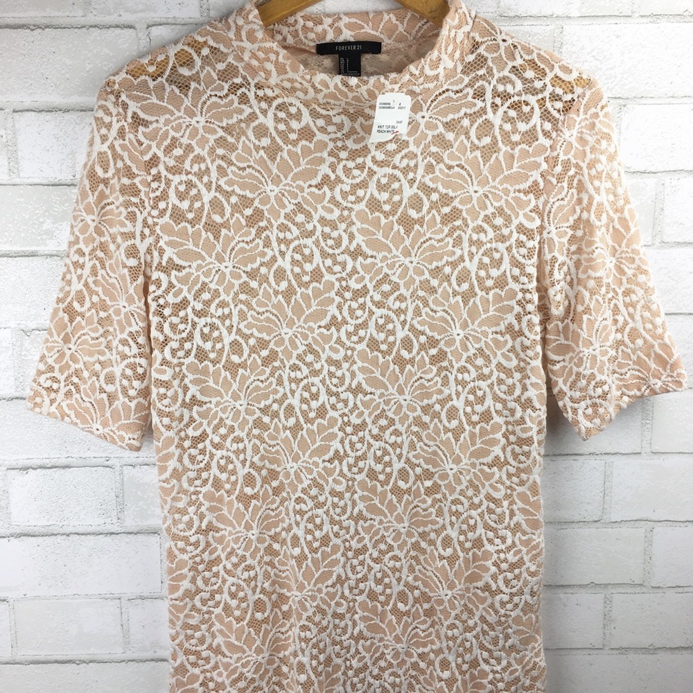 Blouse pink Floral Lace pink Large vintage look
