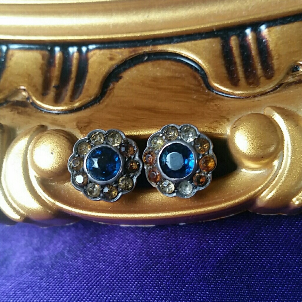 Antique .333 gold 8k rhinestone Germany earrings