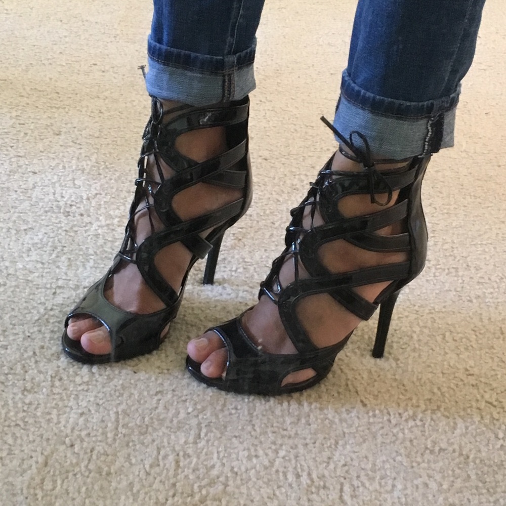 Lace up heels. WORN ONCE