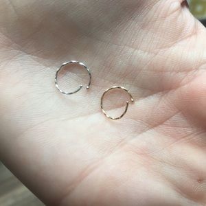 14k tiny, skinny, nose piercing hoops.