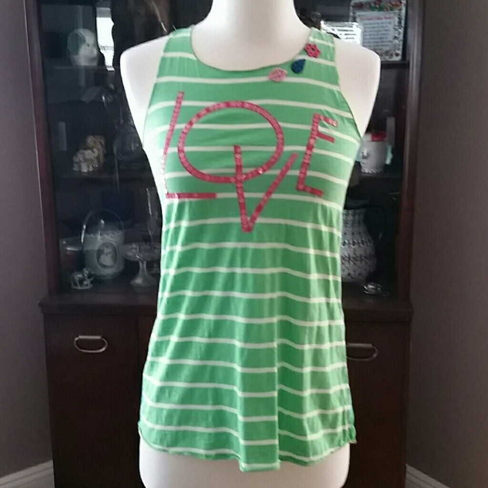 HavenGirl NWT Green Striped Tie Dye Tunic Top