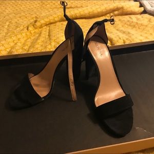 Merona black ankle strap heels