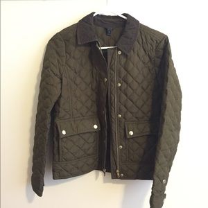 J Crew hunter green quilted coat