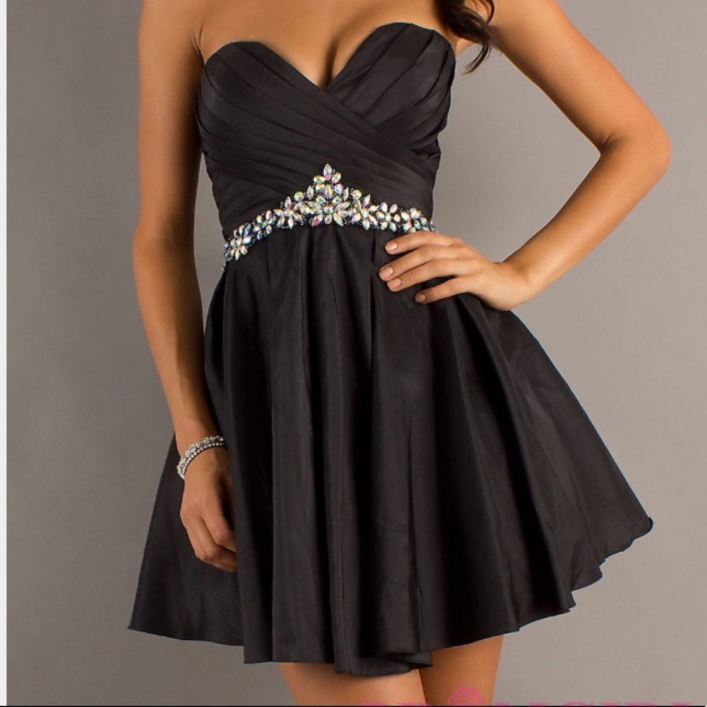 Black Short Jeweled Homecoming Dress