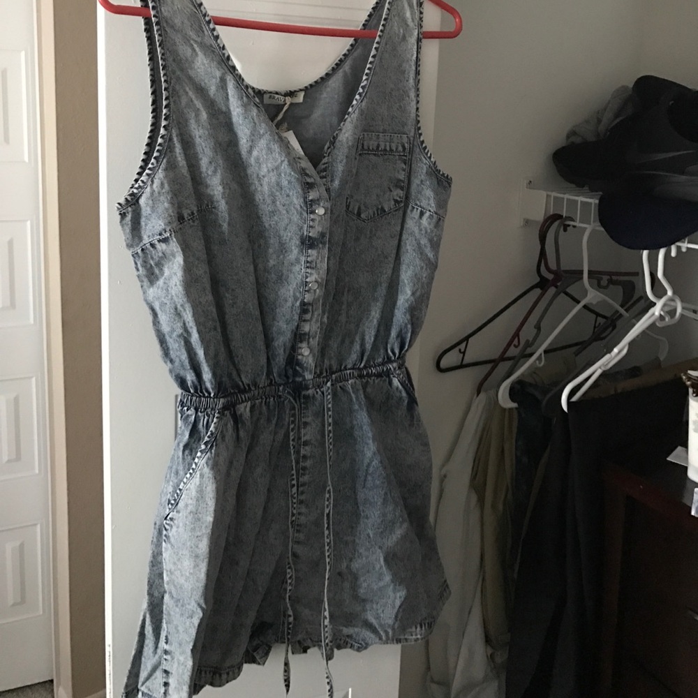 Denim romper with tie waist from ASOS